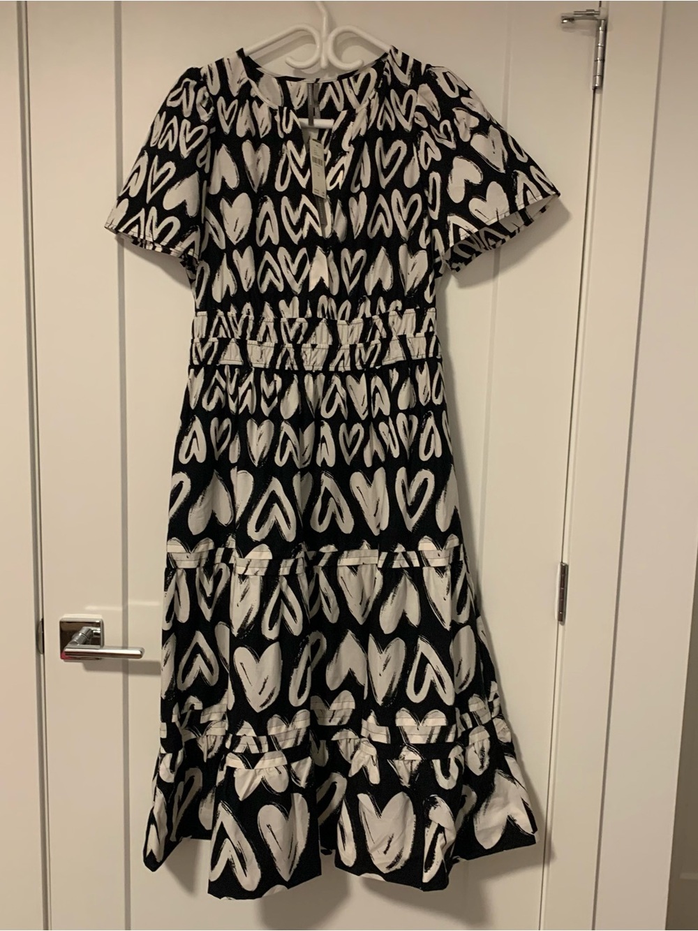 Anthropologie Black & White Heart Print Maxi Dress